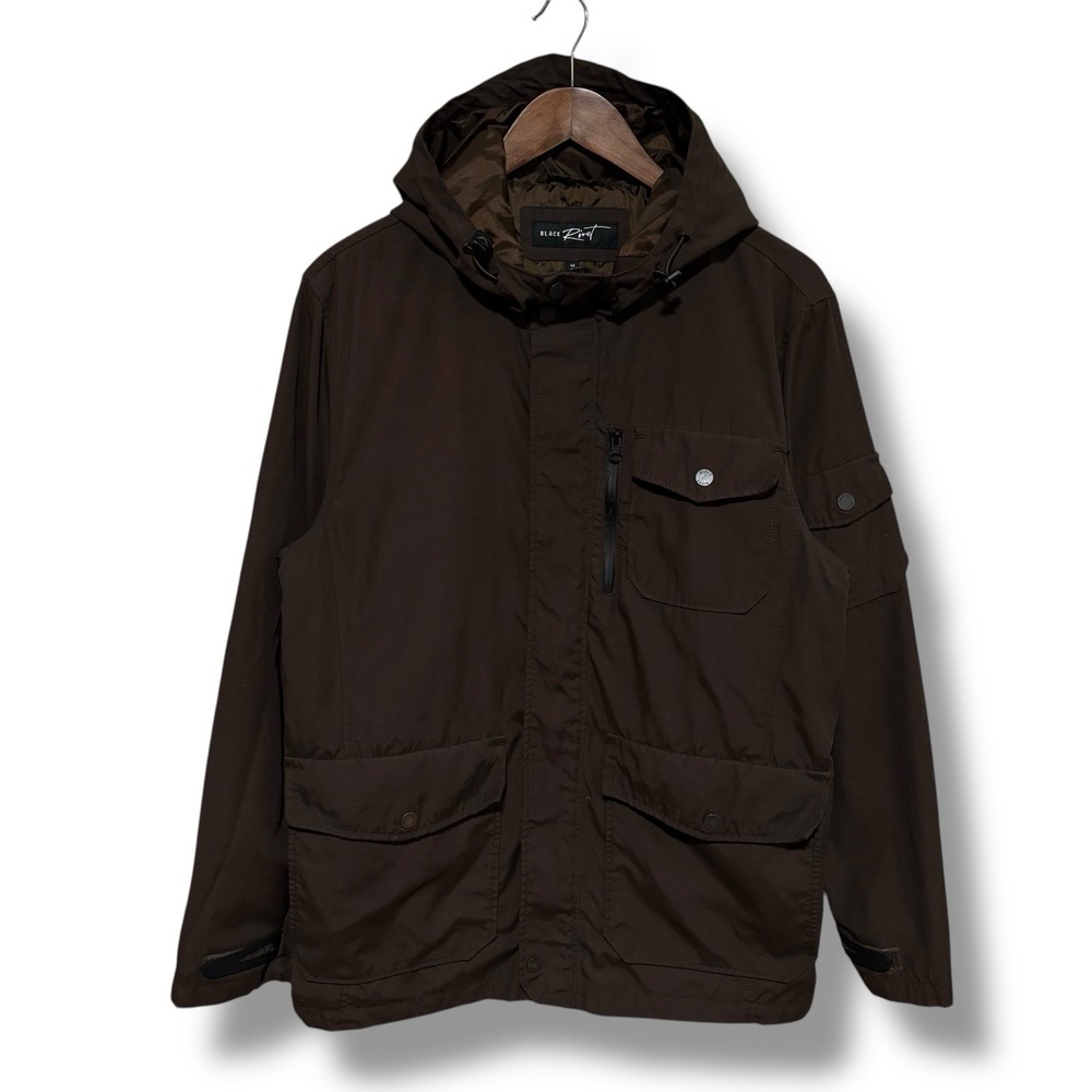 Black Rivet Men's Lined Zip Utility‎ Hooded Jacket Brown Size Medium 23 x 29